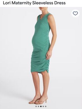 Full Moon - Lori Maternity Sleeveless Dress - Green Print, Size S- Maternity